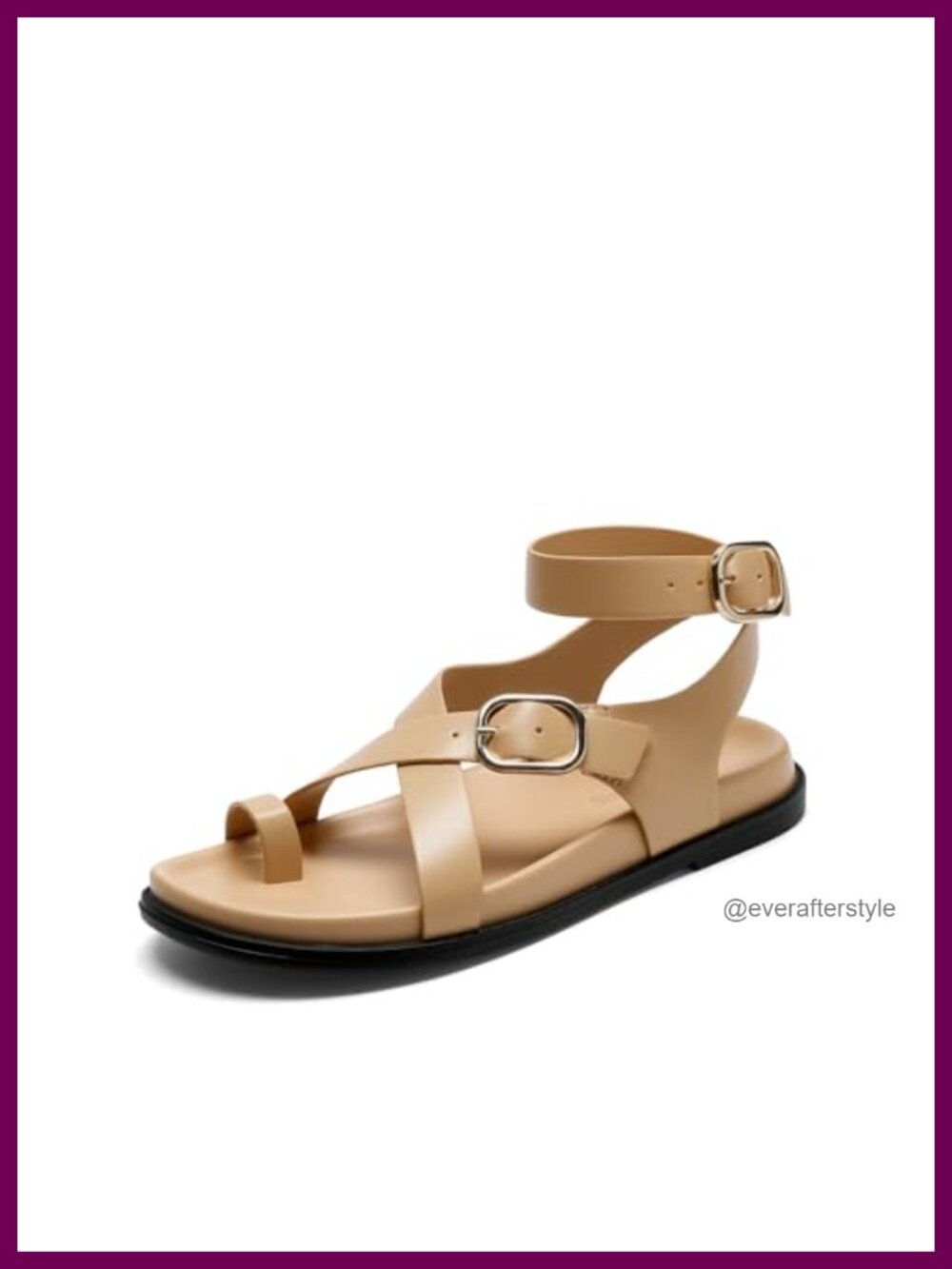 Faux Leather Strappy Flat Sandals Adjustable Buckle Casual Summer